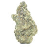 Von Advanced Female Seeds Ice Breaker.Close-up view of a single cannabis bud showing intricate details of its crystalline structures and varying shades of green and brown.