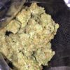 Von Barneys Farm Seeds Red Diesel.A close-up view of dried cannabis buds inside a black plastic bag.